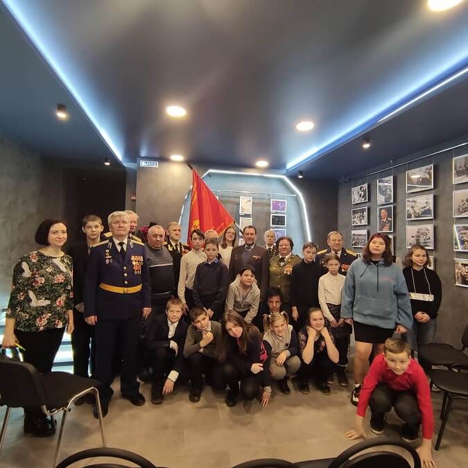 Участники встречи с делегацие МОРО в музее космонавта Быковского Павловский Посад 08.04.2021